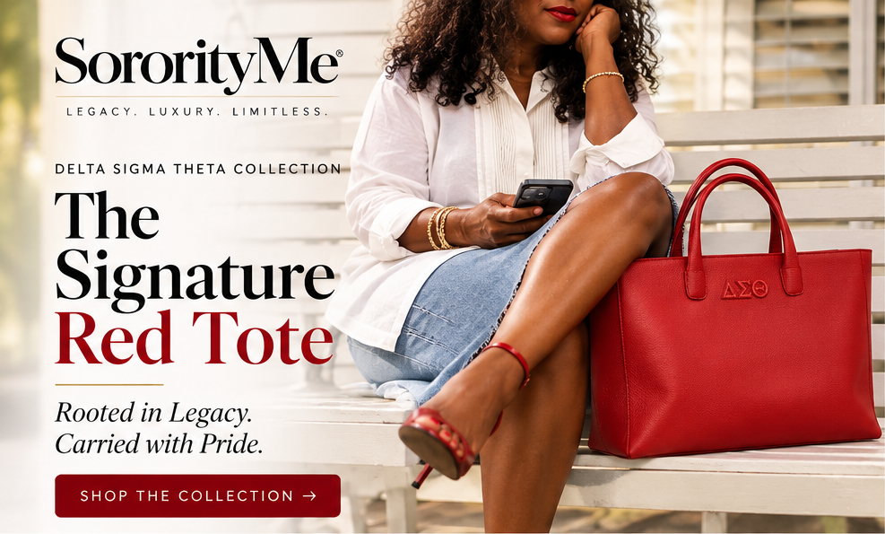 SororityMe Delta Sigma Theta Collection — The Signature Red Tote. Rooted in Legacy. Carried with Pride.